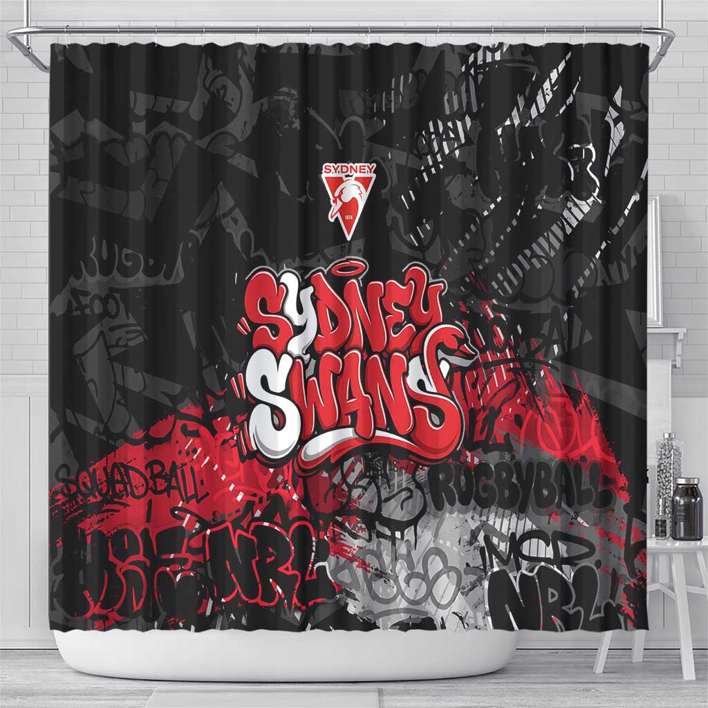 Sydney Swans Shower Curtain Urban Graffiti Street Art - Bold Abstract Spray Paint