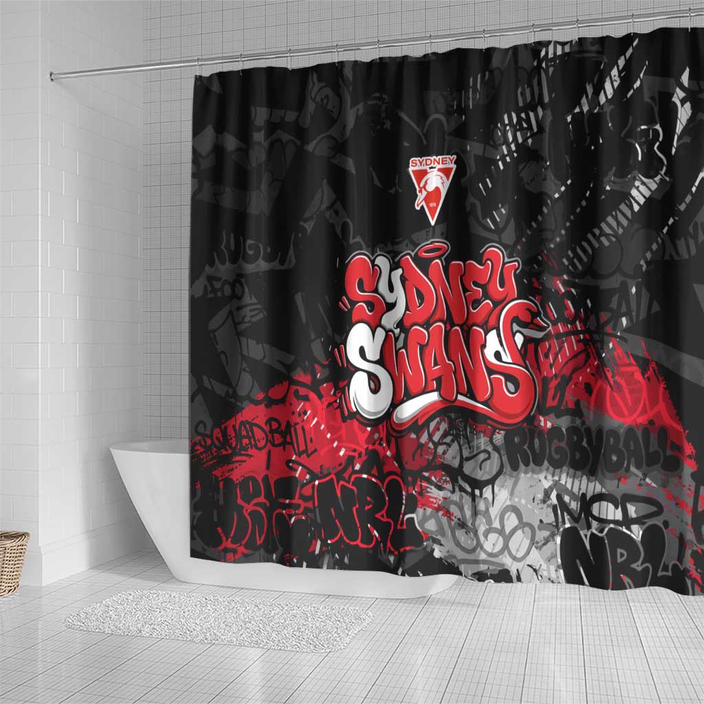 Sydney Swans Shower Curtain Urban Graffiti Street Art - Bold Abstract Spray Paint