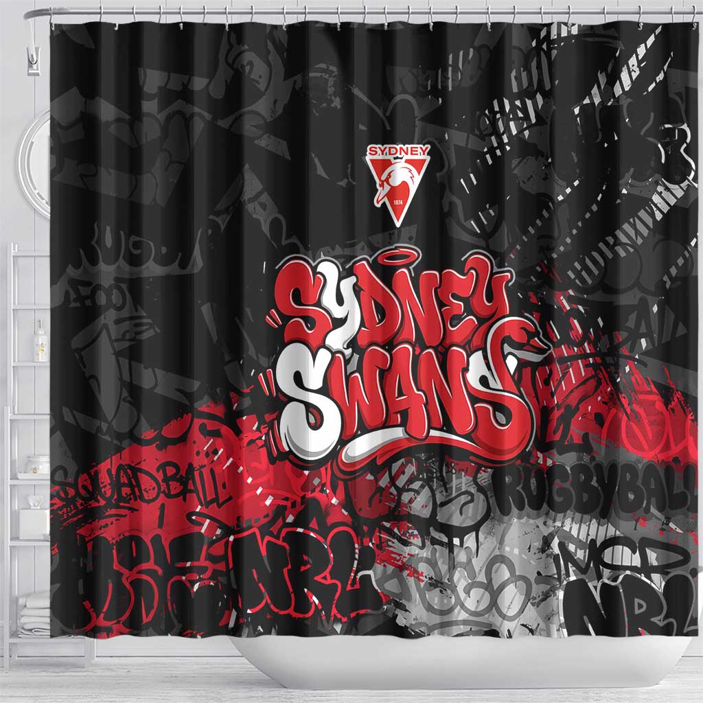 Sydney Swans Shower Curtain Urban Graffiti Street Art - Bold Abstract Spray Paint
