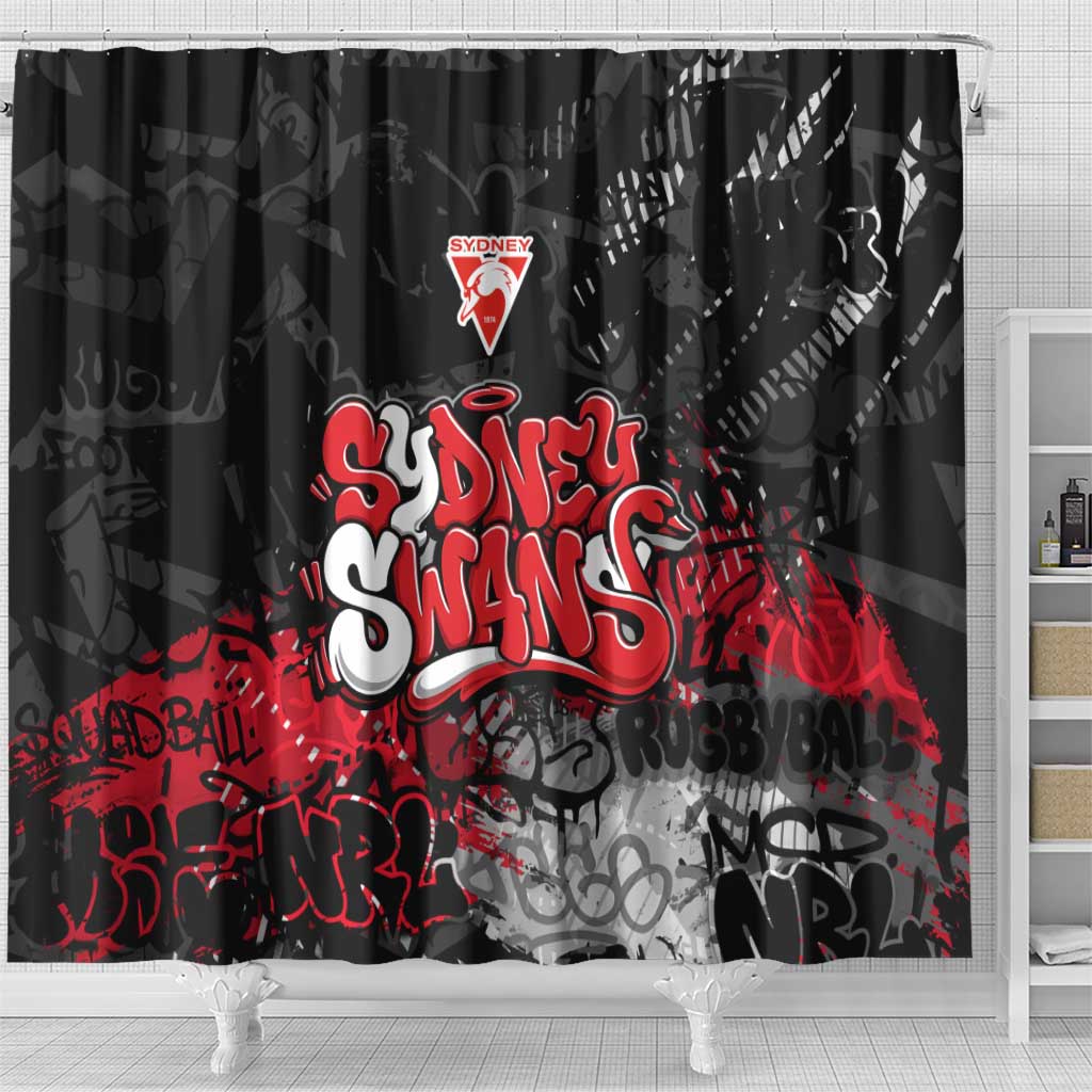 Sydney Swans Shower Curtain Urban Graffiti Street Art - Bold Abstract Spray Paint