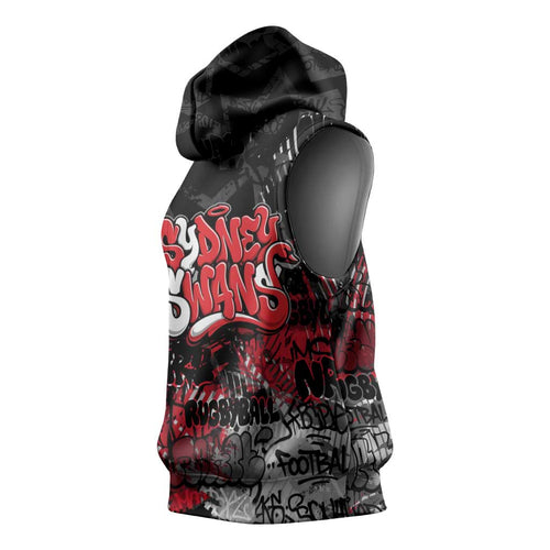 Sydney Swans Sleeveless Hoodie Urban Graffiti Street Art - Bold Abstract Spray Paint