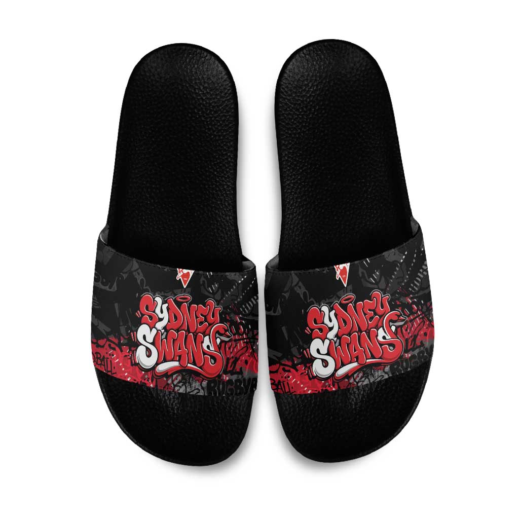 Sydney Swans Slide Sandals Urban Graffiti Street Art - Bold Abstract Spray Paint