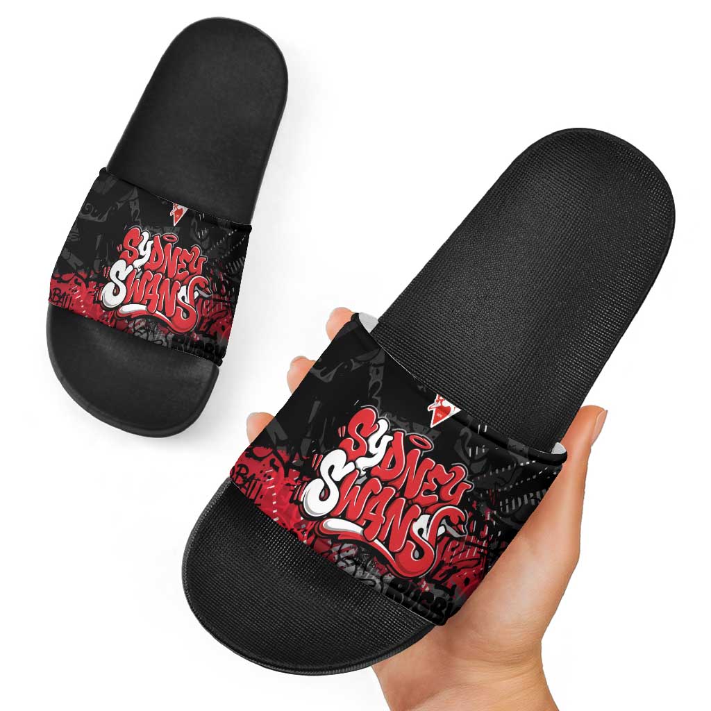 Sydney Swans Slide Sandals Urban Graffiti Street Art - Bold Abstract Spray Paint