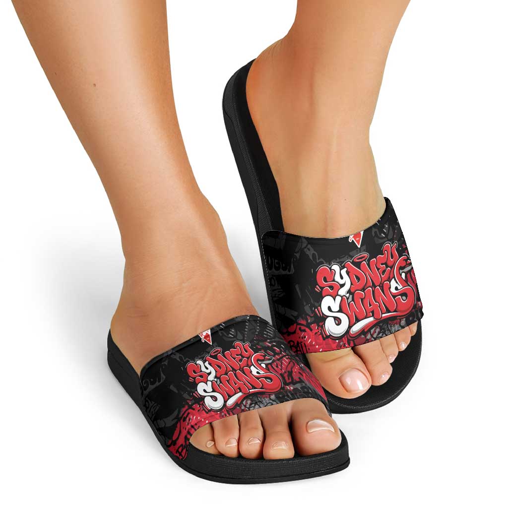 Sydney Swans Slide Sandals Urban Graffiti Street Art - Bold Abstract Spray Paint