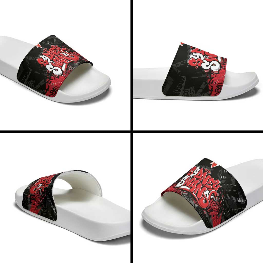 Sydney Swans Slide Sandals Urban Graffiti Street Art - Bold Abstract Spray Paint