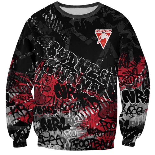 Sydney Swans Sweatshirt Urban Graffiti Street Art - Bold Abstract Spray Paint