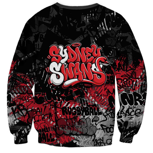 Sydney Swans Sweatshirt Urban Graffiti Street Art - Bold Abstract Spray Paint