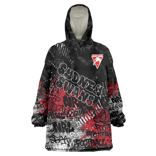 Sydney Swans Wearable Blanket Hoodie Urban Graffiti Street Art - Bold Abstract Spray Paint