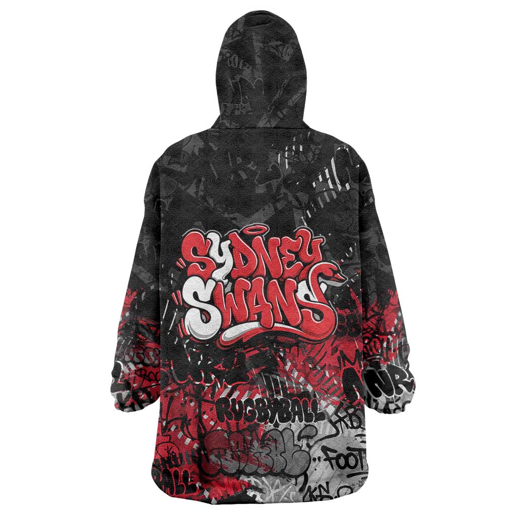 Sydney Swans Wearable Blanket Hoodie Urban Graffiti Street Art - Bold Abstract Spray Paint
