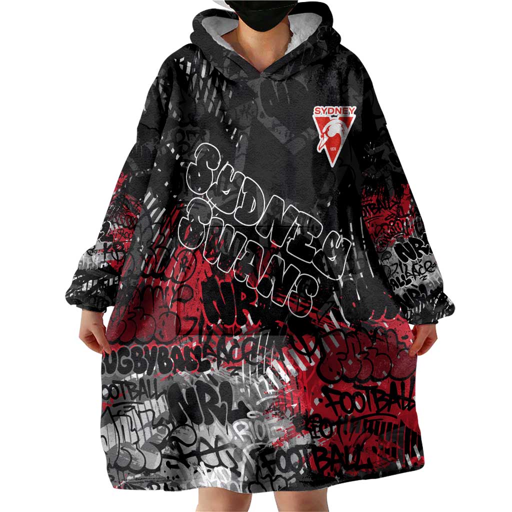 Sydney Swans Wearable Blanket Hoodie Urban Graffiti Street Art - Bold Abstract Spray Paint