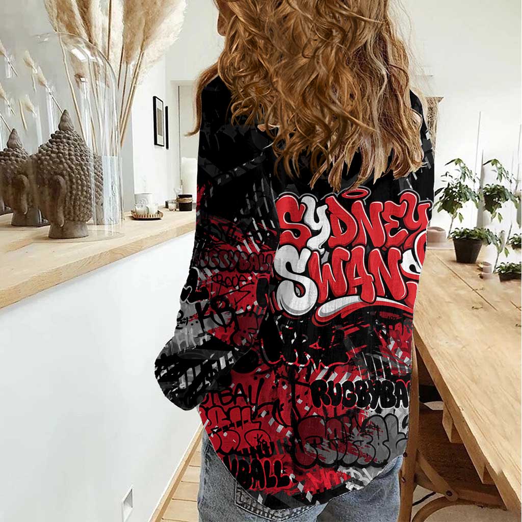 Sydney Swans Women Casual Shirt Urban Graffiti Street Art - Bold Abstract Spray Paint