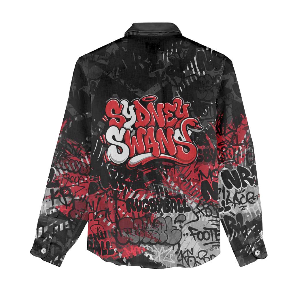 Sydney Swans Women Casual Shirt Urban Graffiti Street Art - Bold Abstract Spray Paint