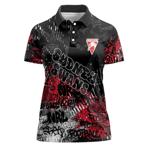 Sydney Swans Women Polo Shirt Urban Graffiti Street Art - Bold Abstract Spray Paint