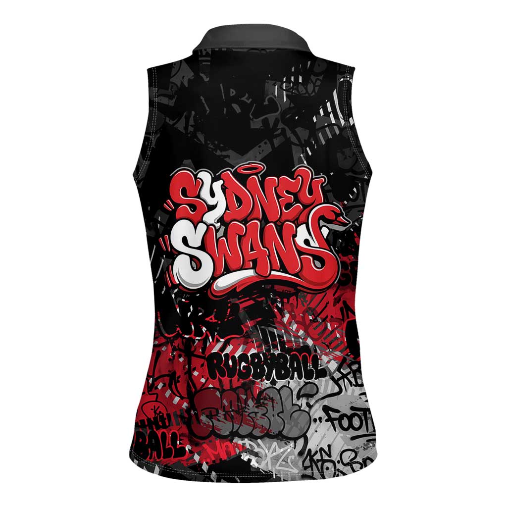 Sydney Swans Women Sleeveless Polo Shirt Urban Graffiti Street Art - Bold Abstract Spray Paint