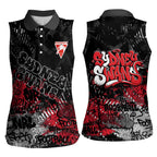 Sydney Swans Women Sleeveless Polo Shirt Urban Graffiti Street Art - Bold Abstract Spray Paint
