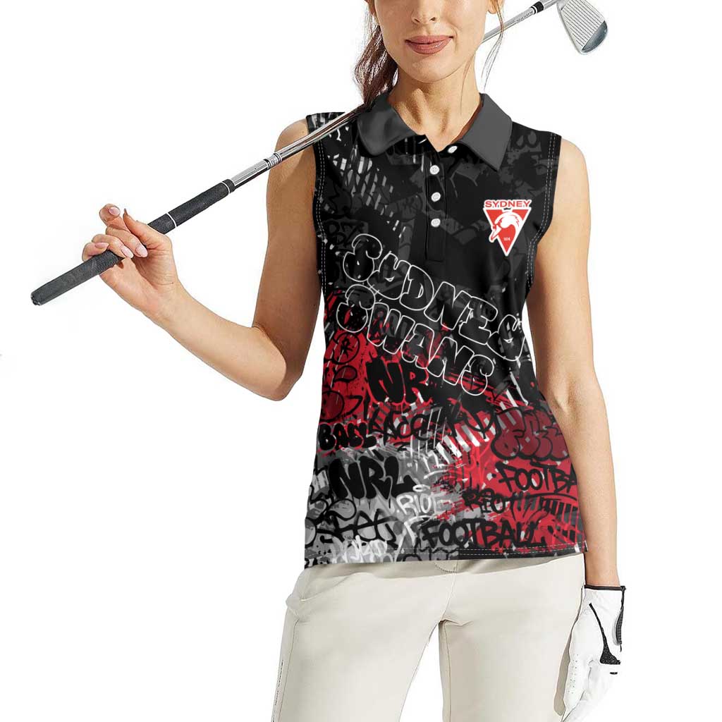 Sydney Swans Women Sleeveless Polo Shirt Urban Graffiti Street Art - Bold Abstract Spray Paint