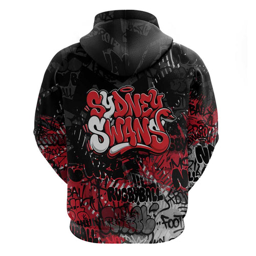 Sydney Swans Zip Hoodie Urban Graffiti Street Art - Bold Abstract Spray Paint