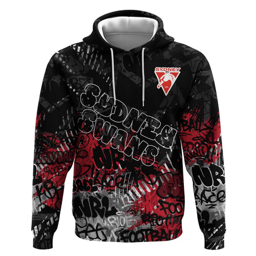 Sydney Swans Zip Hoodie Urban Graffiti Street Art - Bold Abstract Spray Paint