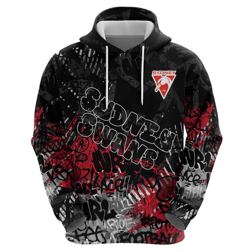 Sydney Swans Zip Hoodie Urban Graffiti Street Art - Bold Abstract Spray Paint