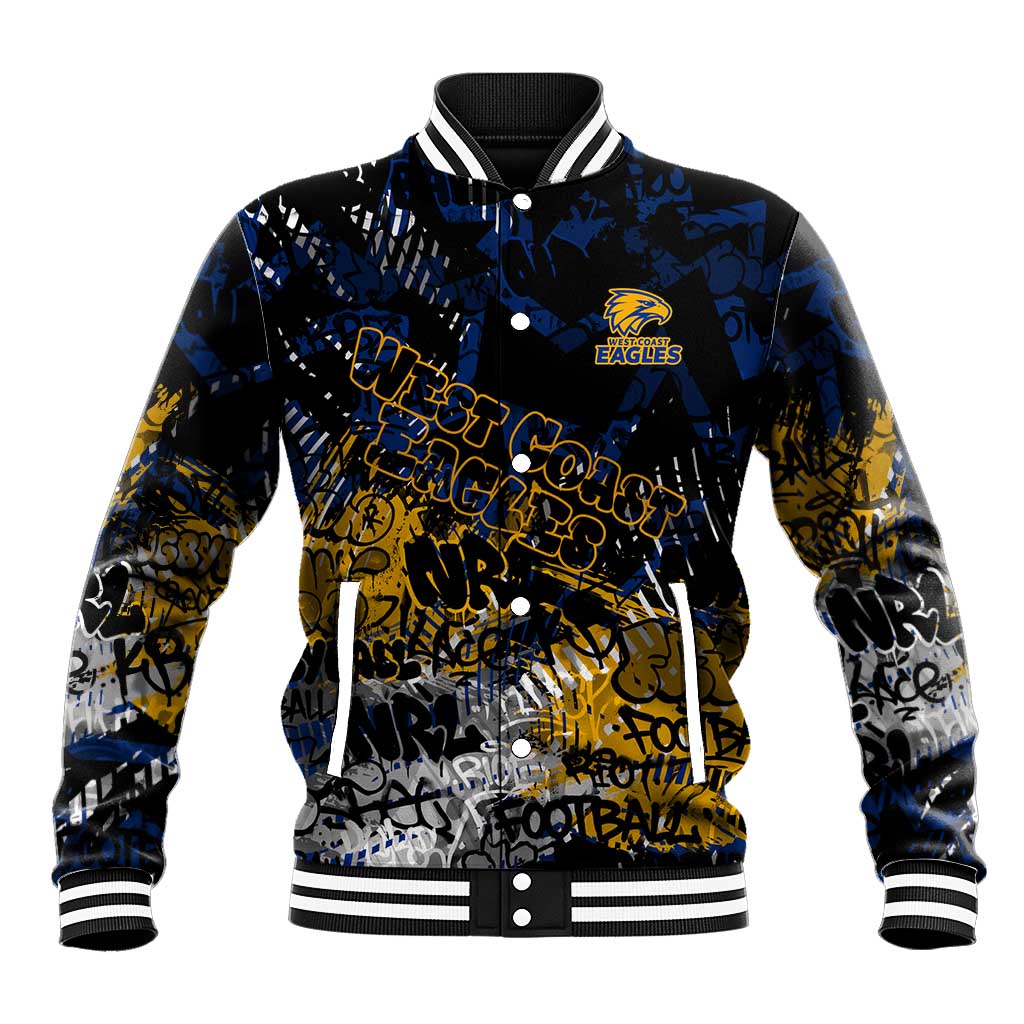 West Coast Eagles Baseball Jacket Urban Graffiti Street Art - Bold Abstract Spray Paint
