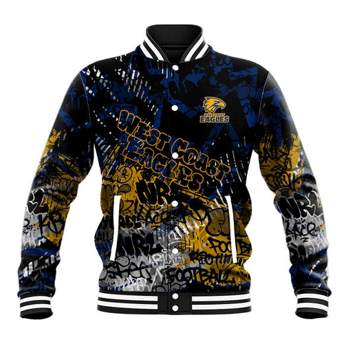 West Coast Eagles Baseball Jacket Urban Graffiti Street Art - Bold Abstract Spray Paint