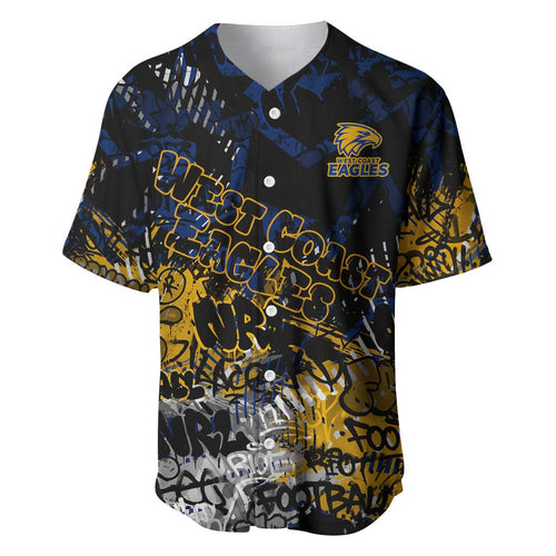 West Coast Eagles Baseball Jersey Urban Graffiti Street Art - Bold Abstract Spray Paint