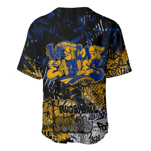 West Coast Eagles Baseball Jersey Urban Graffiti Street Art - Bold Abstract Spray Paint