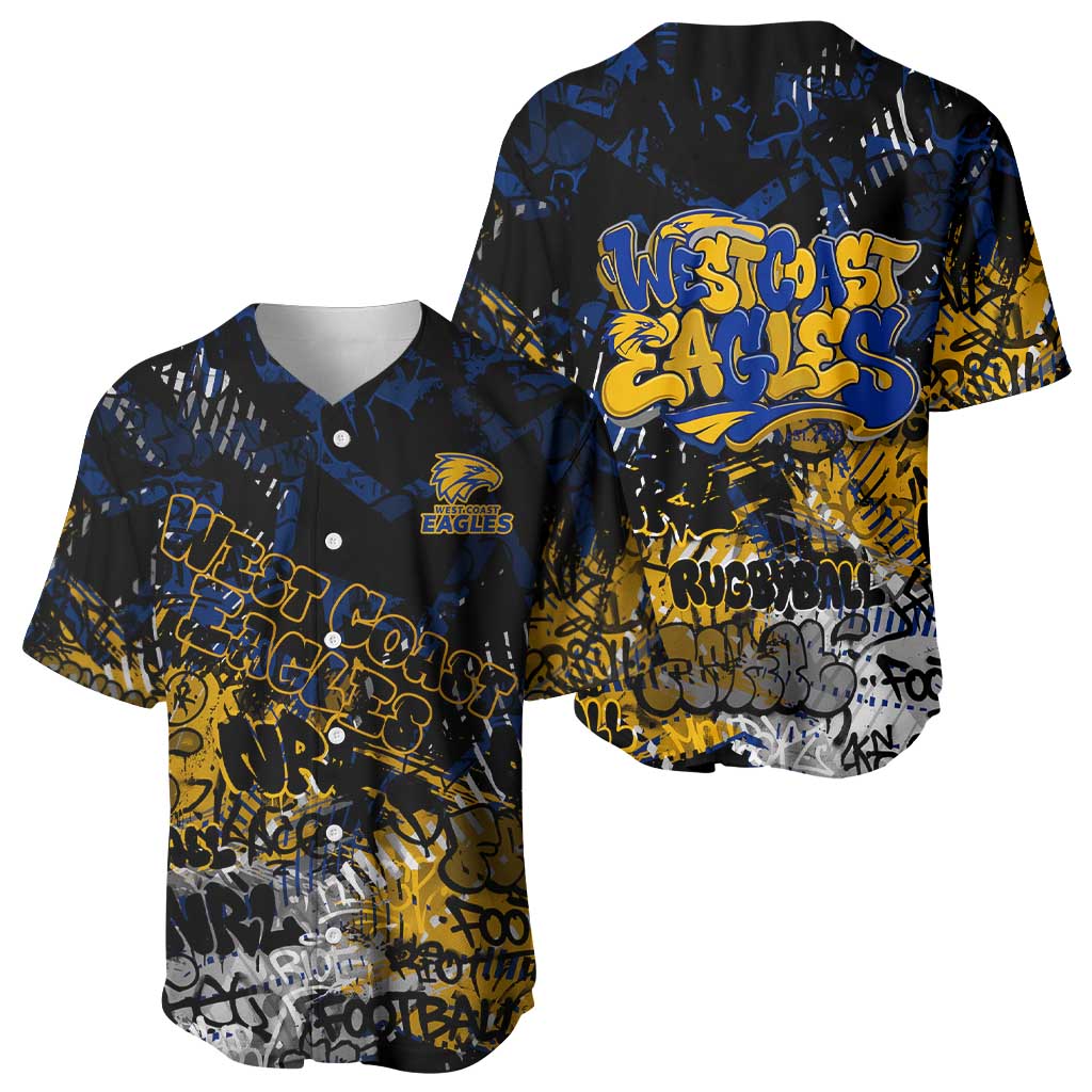 West Coast Eagles Baseball Jersey Urban Graffiti Street Art - Bold Abstract Spray Paint