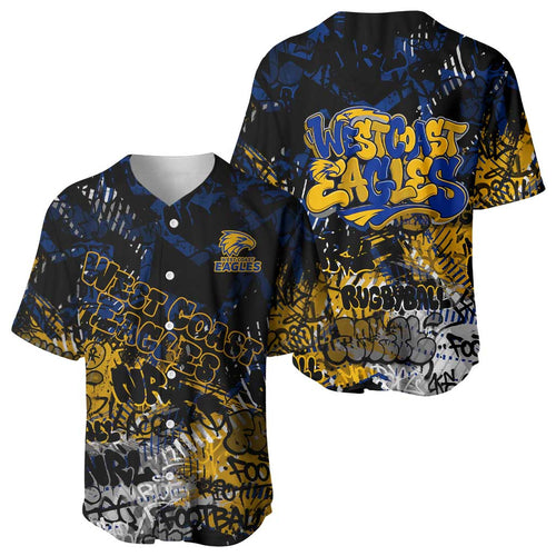 West Coast Eagles Baseball Jersey Urban Graffiti Street Art - Bold Abstract Spray Paint