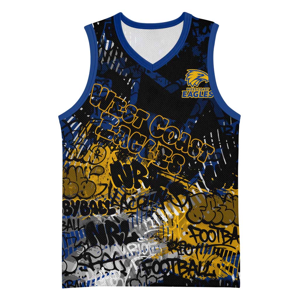 West Coast Eagles Basketball Jersey Urban Graffiti Street Art - Bold Abstract Spray Paint