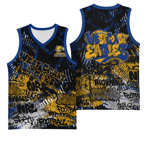 West Coast Eagles Basketball Jersey Urban Graffiti Street Art - Bold Abstract Spray Paint