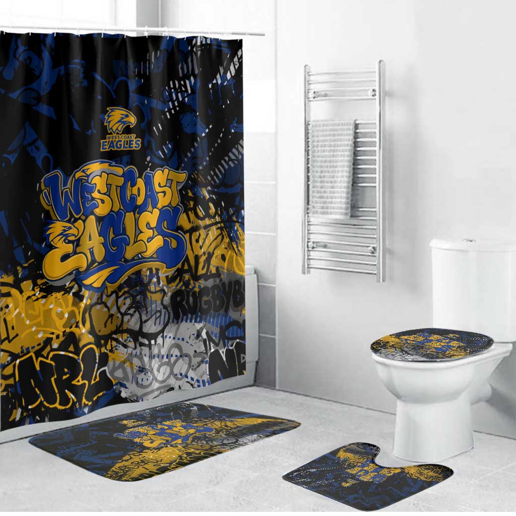 West Coast Eagles Bathroom Set Urban Graffiti Street Art - Bold Abstract Spray Paint