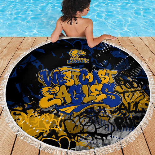 West Coast Eagles Beach Blanket Urban Graffiti Street Art - Bold Abstract Spray Paint