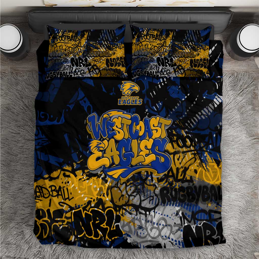 West Coast Eagles Bedding Set Urban Graffiti Street Art - Bold Abstract Spray Paint