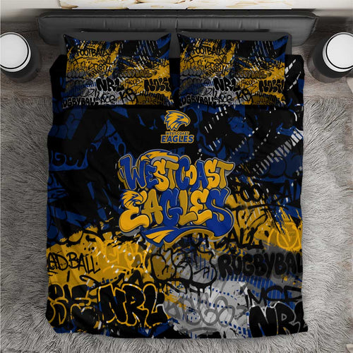 West Coast Eagles Bedding Set Urban Graffiti Street Art - Bold Abstract Spray Paint