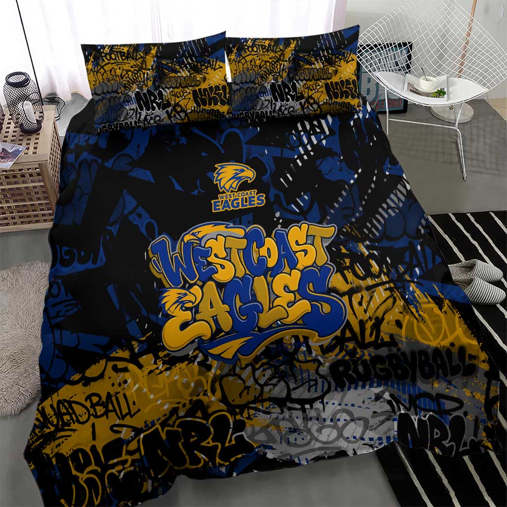 West Coast Eagles Bedding Set Urban Graffiti Street Art - Bold Abstract Spray Paint