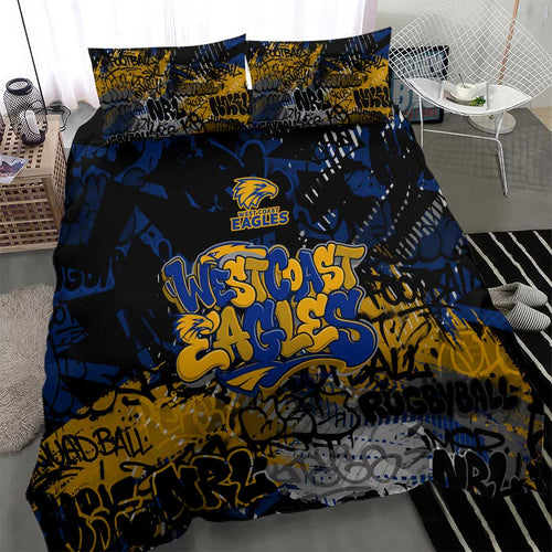 West Coast Eagles Bedding Set Urban Graffiti Street Art - Bold Abstract Spray Paint