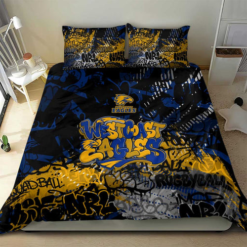 West Coast Eagles Bedding Set Urban Graffiti Street Art - Bold Abstract Spray Paint