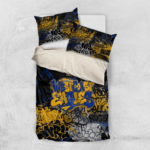 West Coast Eagles Bedding Set Urban Graffiti Street Art - Bold Abstract Spray Paint