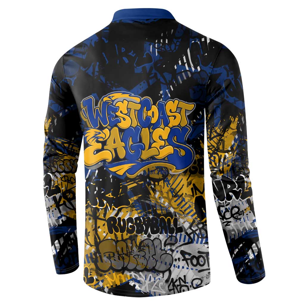 West Coast Eagles Button Sweatshirt Urban Graffiti Street Art - Bold Abstract Spray Paint