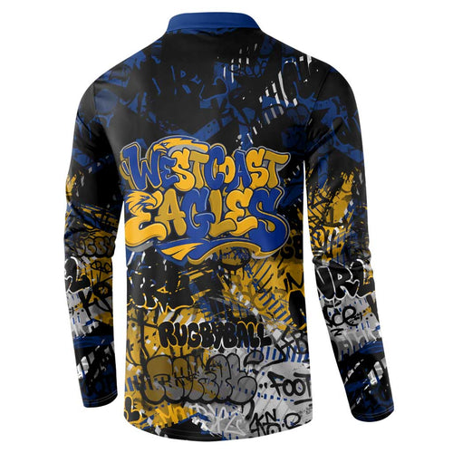 West Coast Eagles Button Sweatshirt Urban Graffiti Street Art - Bold Abstract Spray Paint