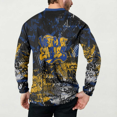 West Coast Eagles Button Sweatshirt Urban Graffiti Street Art - Bold Abstract Spray Paint