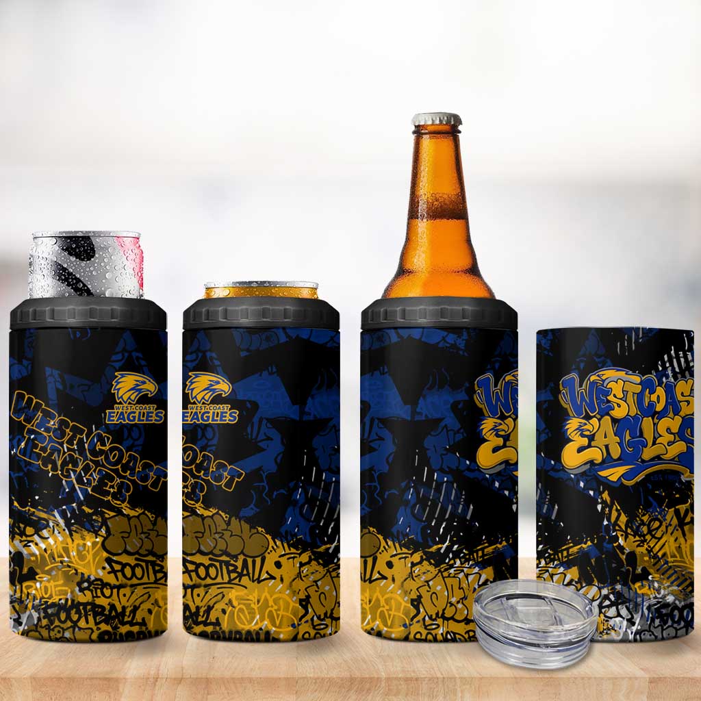 West Coast Eagles 4 in 1 Can Cooler Tumbler Urban Graffiti Street Art - Bold Abstract Spray Paint