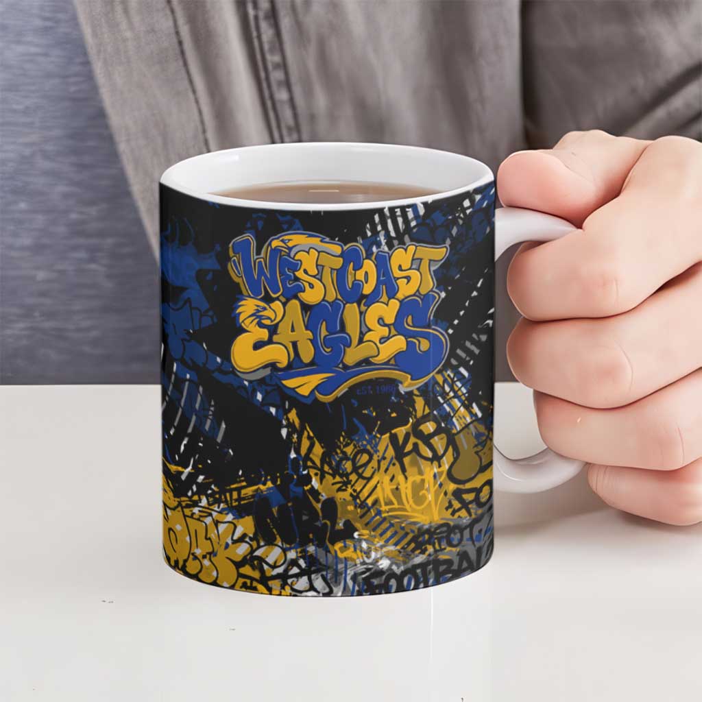 West Coast Eagles Ceramic Mug Urban Graffiti Street Art - Bold Abstract Spray Paint