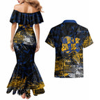 West Coast Eagles Couples Matching Mermaid Dress and Hawaiian Shirt Urban Graffiti Street Art - Bold Abstract Spray Paint