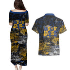 West Coast Eagles Couples Matching Puletasi and Hawaiian Shirt Urban Graffiti Street Art - Bold Abstract Spray Paint