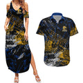 West Coast Eagles Couples Matching Summer Maxi Dress and Hawaiian Shirt Urban Graffiti Street Art - Bold Abstract Spray Paint