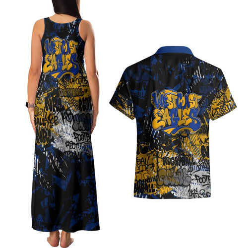 West Coast Eagles Couples Matching Tank Maxi Dress and Hawaiian Shirt Urban Graffiti Street Art - Bold Abstract Spray Paint