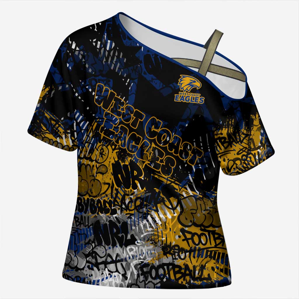 West Coast Eagles Cross Shoulder Shirt Urban Graffiti Street Art - Bold Abstract Spray Paint