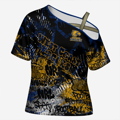 West Coast Eagles Cross Shoulder Shirt Urban Graffiti Street Art - Bold Abstract Spray Paint